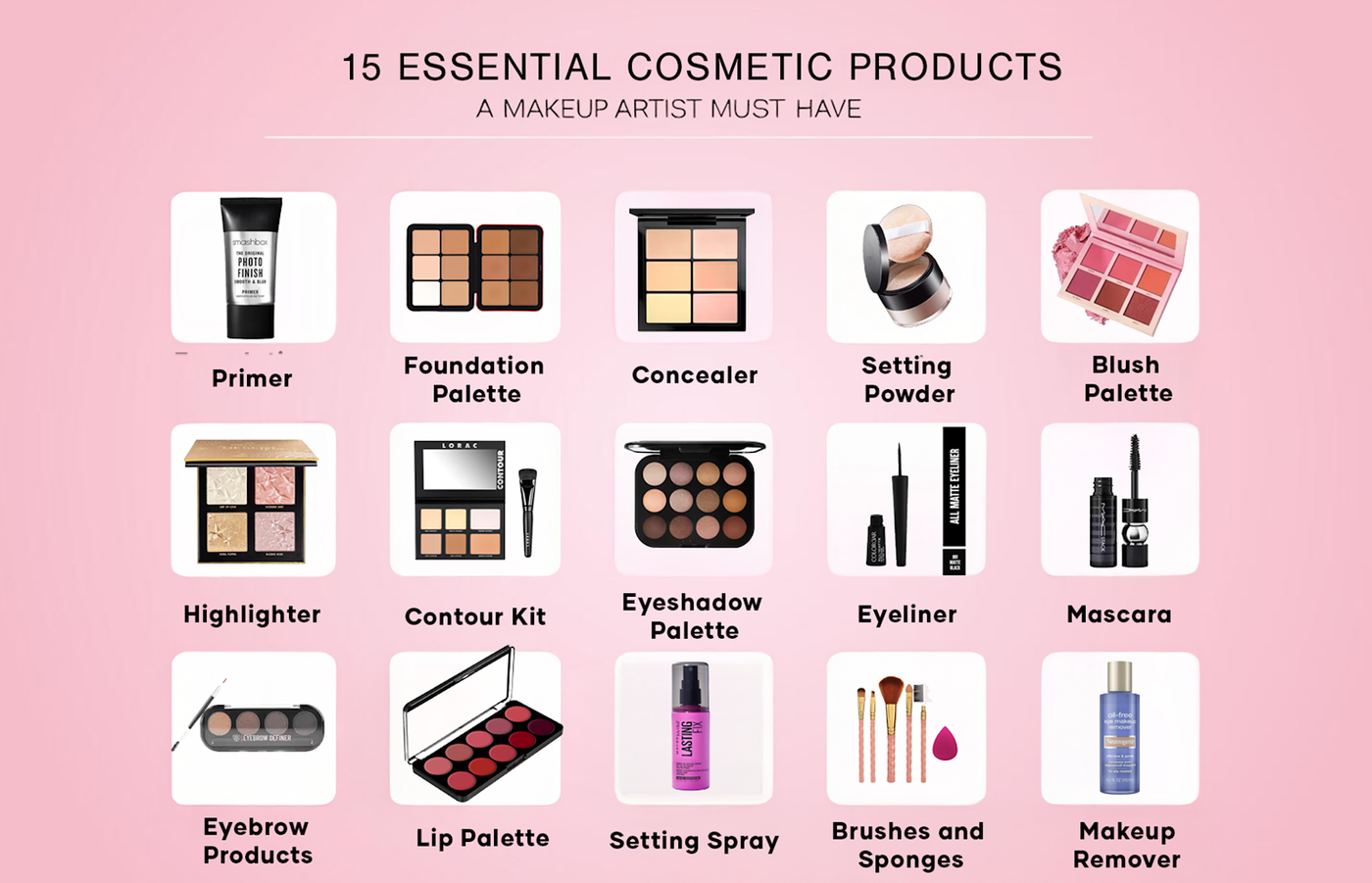 15 Essential Cosmetic Products that a Makeup Artist Must Have