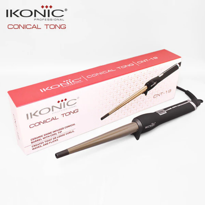 Ikonic Conical Tong Hair Curler Black